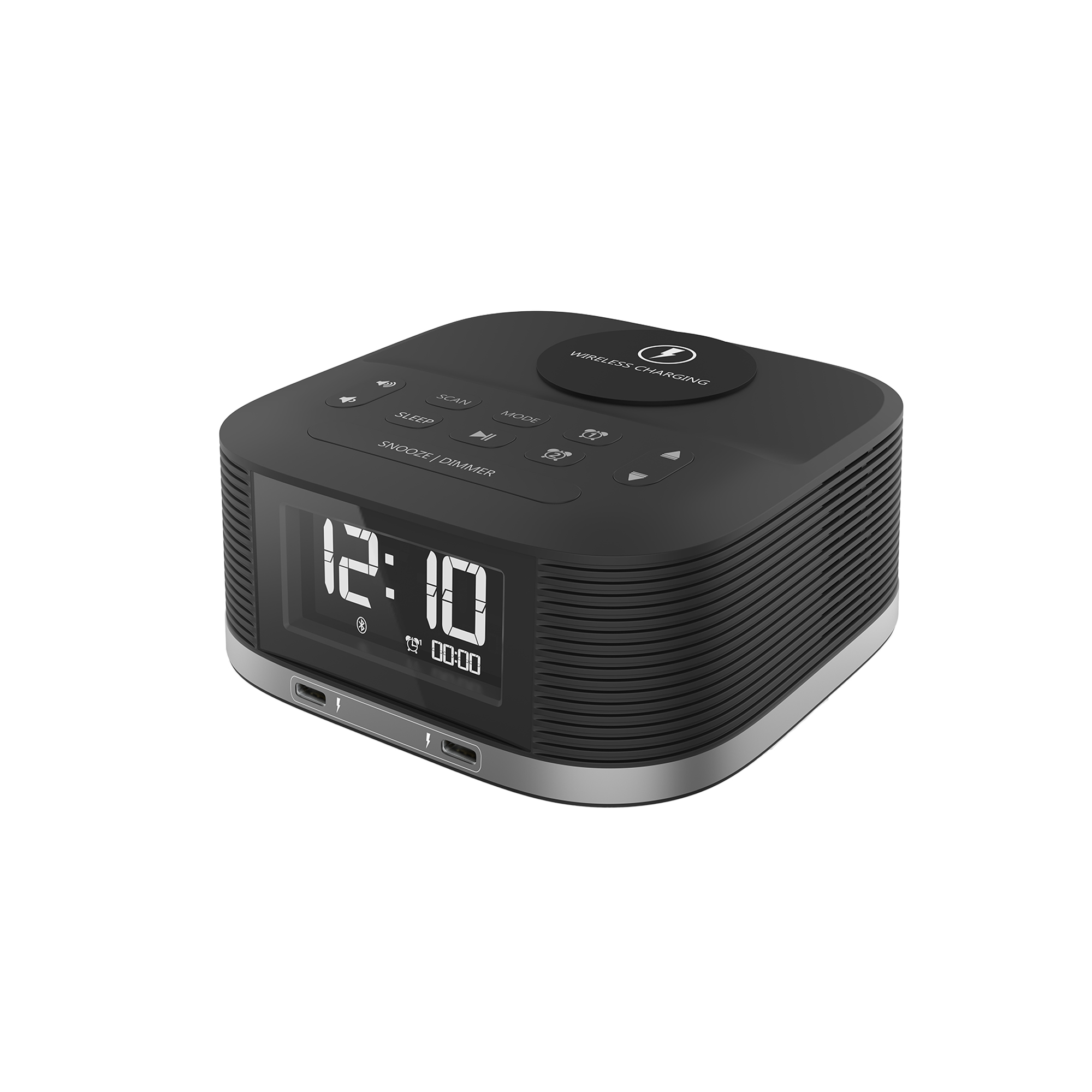 Bluetooth Speaker with Alarm Clock and Wireless Charging Function