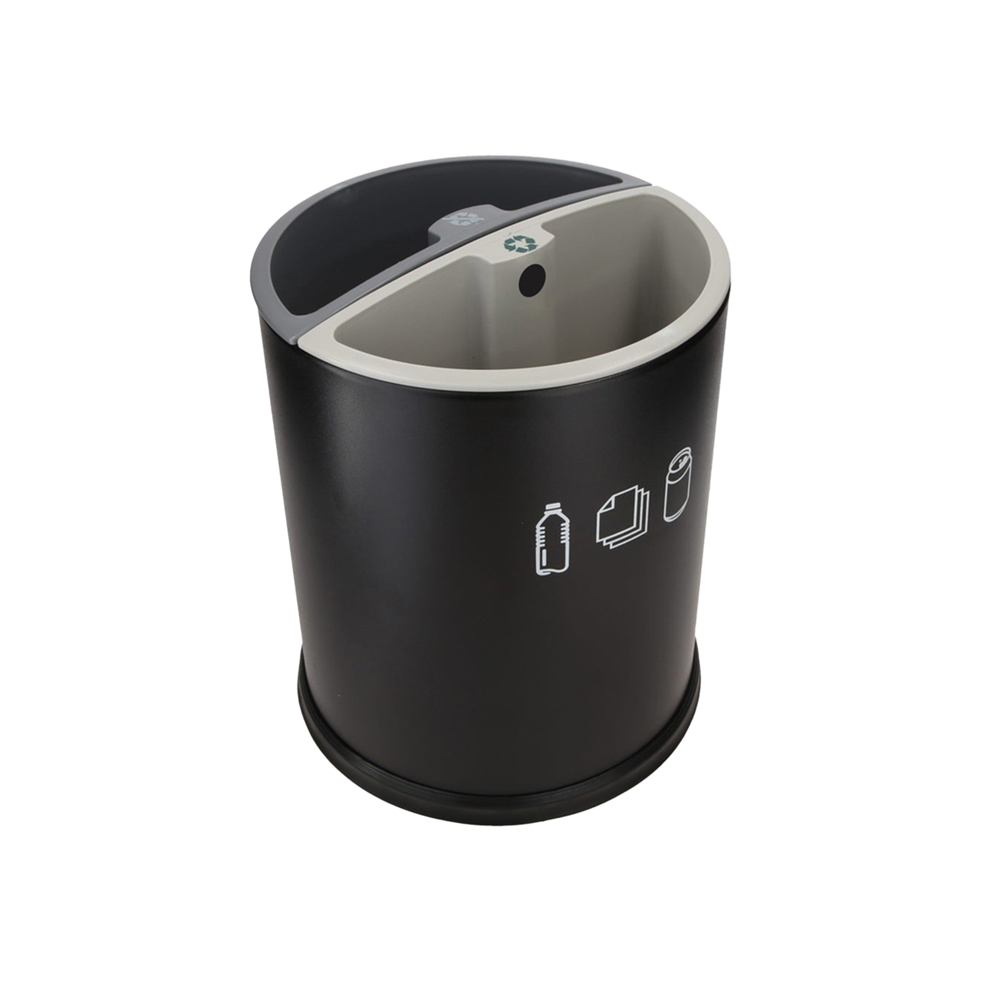 10L Black Round Room Dustbins with Two Containers