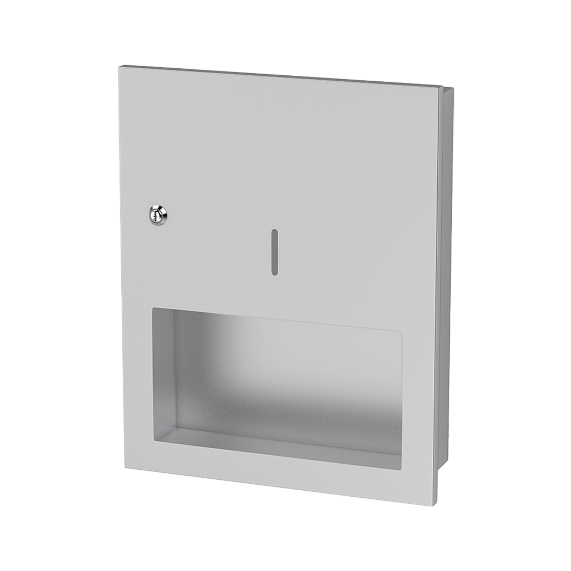 Silver Stainless Steel Recessed Panel with Paper Dispenser