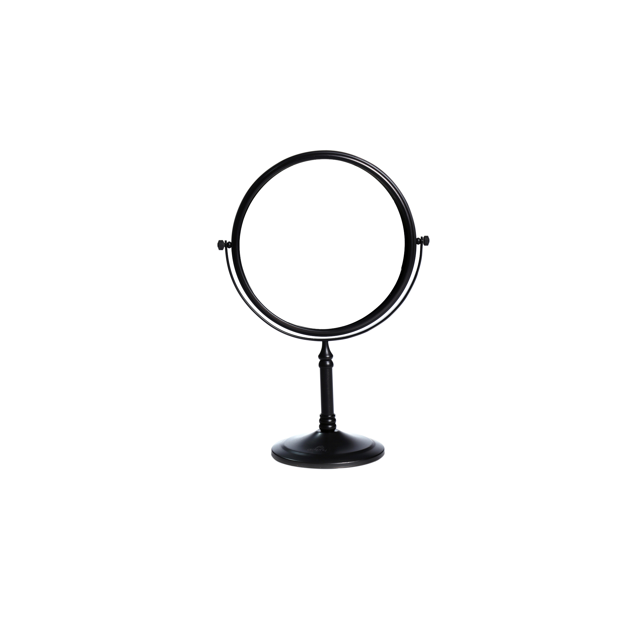 Stainless-Steel Round Magnifying Mirror, Black, 8 Inch