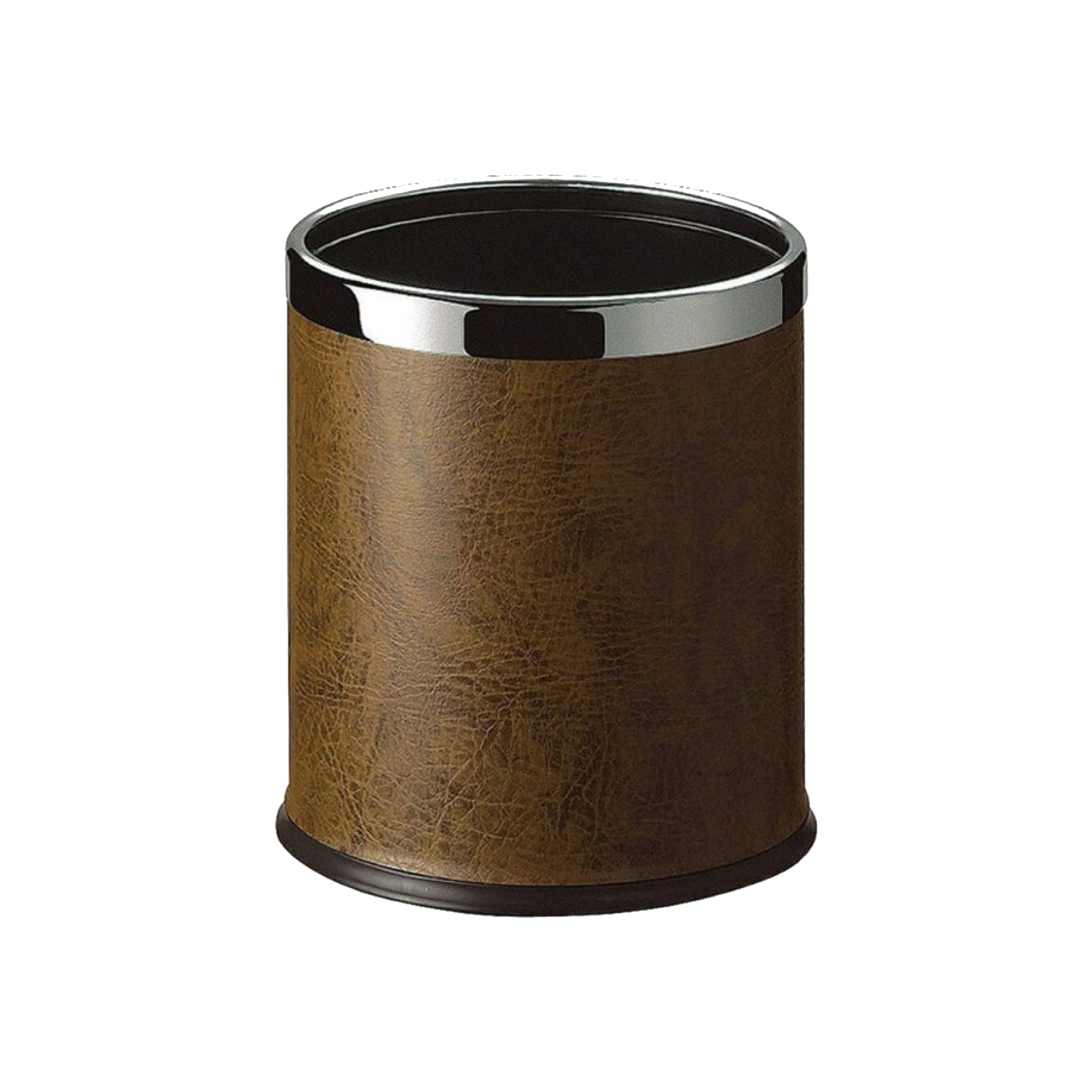 Brown Round Room Dustbin with Open Top