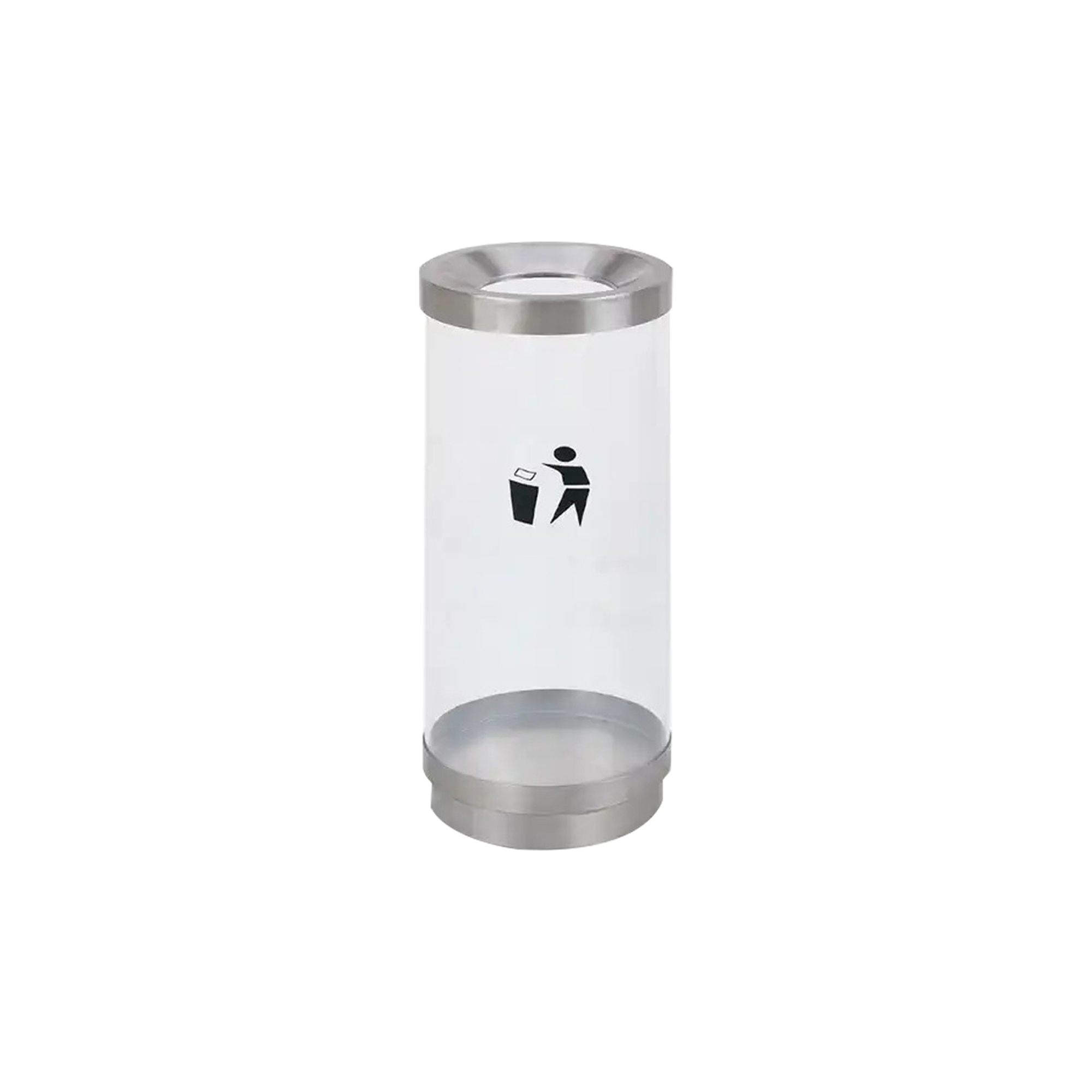 Transparent Round Trash Waste Bin Stainless Steel