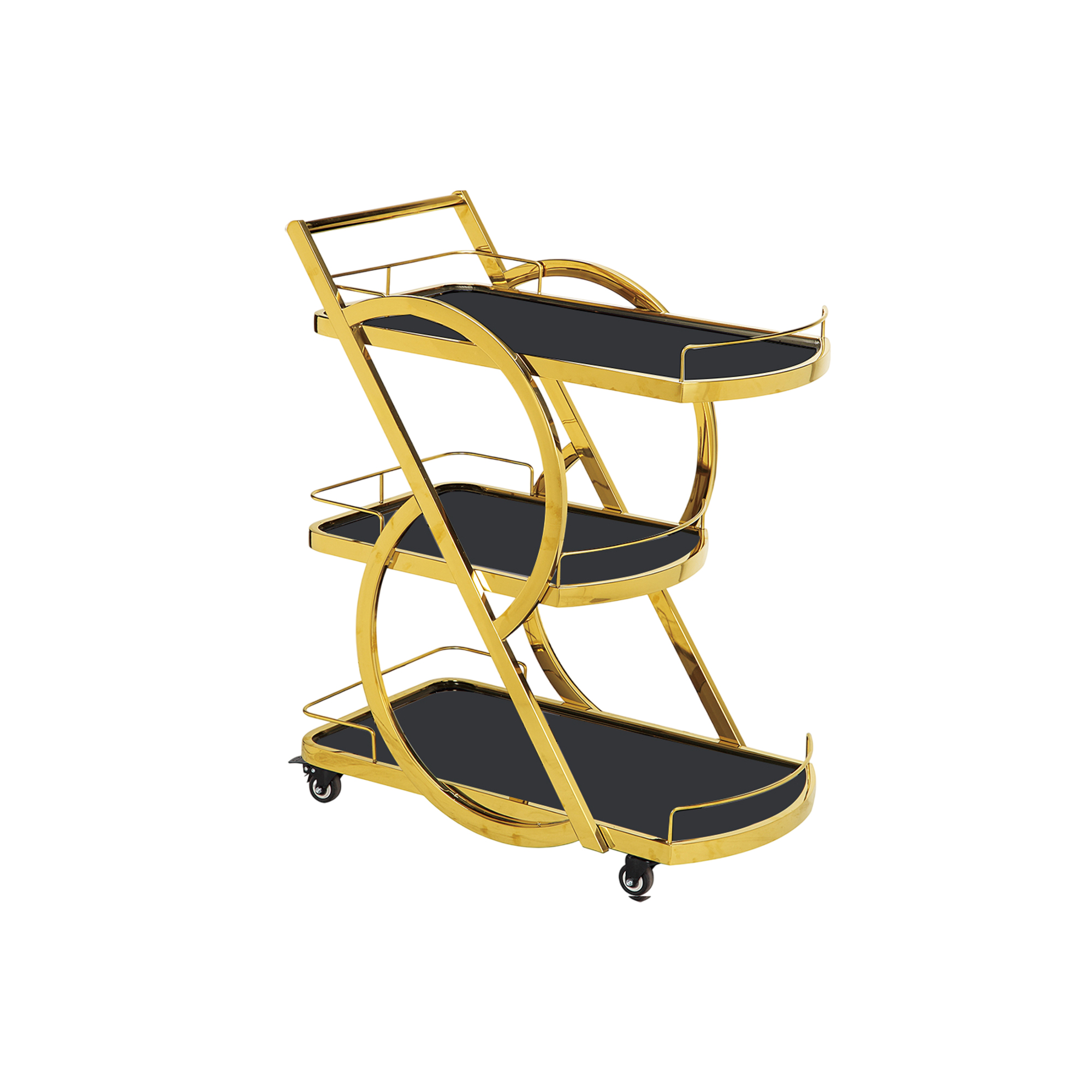 3-Tier Food-and-Beverage Serving Trolley, Gold