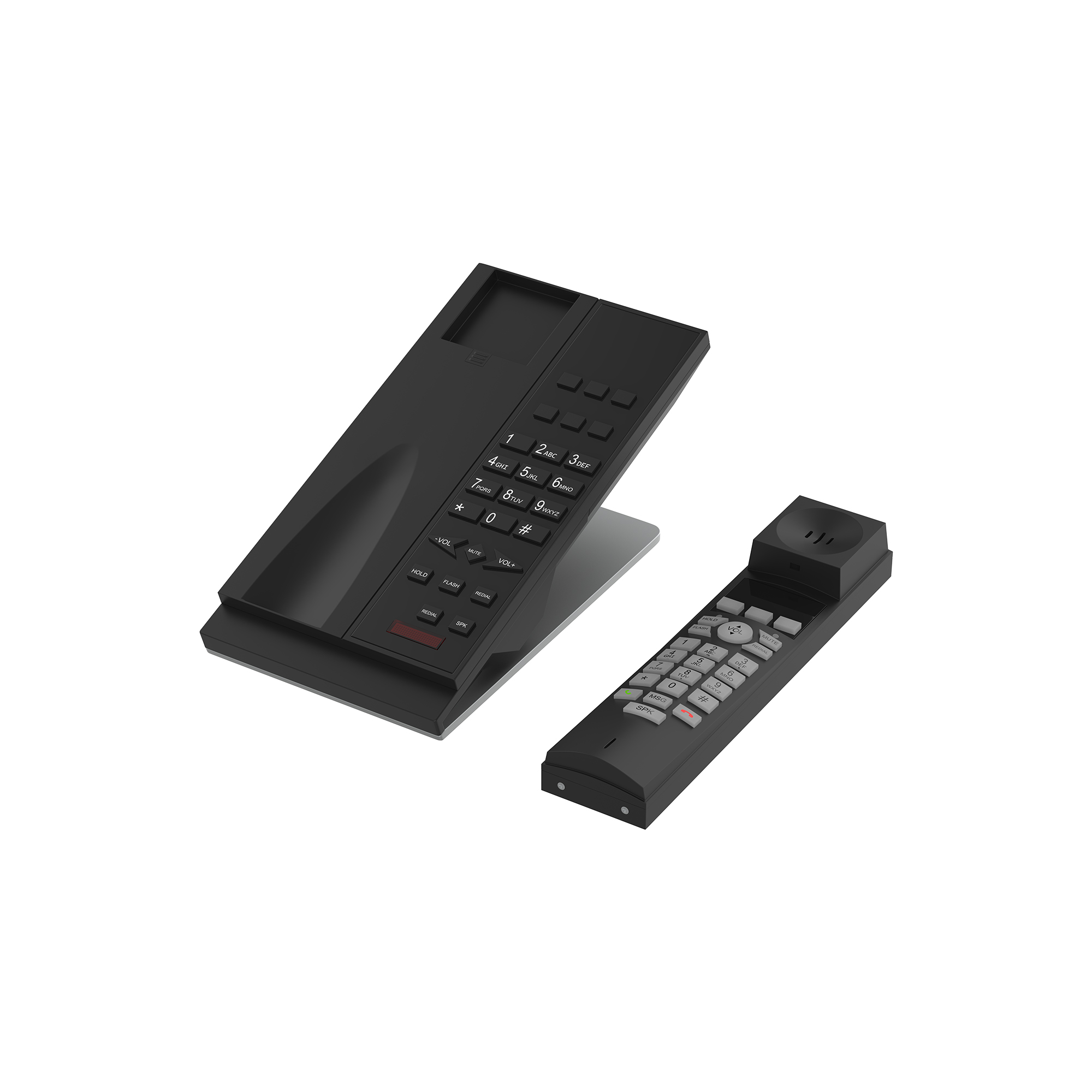 Black Digital Cordless Telephone, Desk- and Wall-Mountable