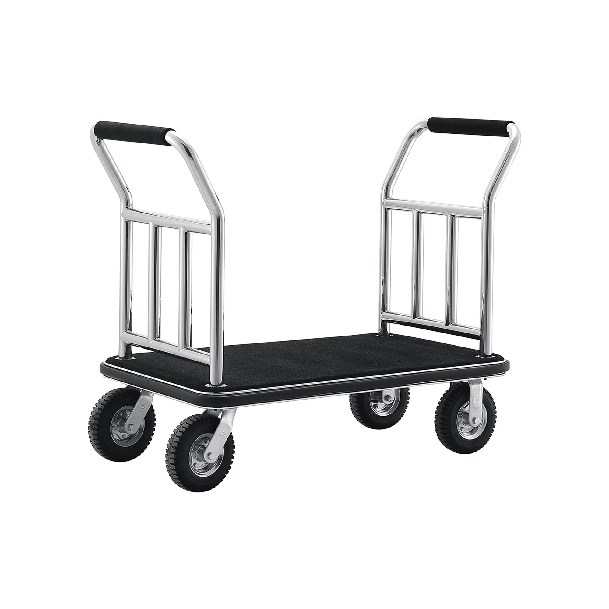 Black-and-Silver Luggage Trolley Cart