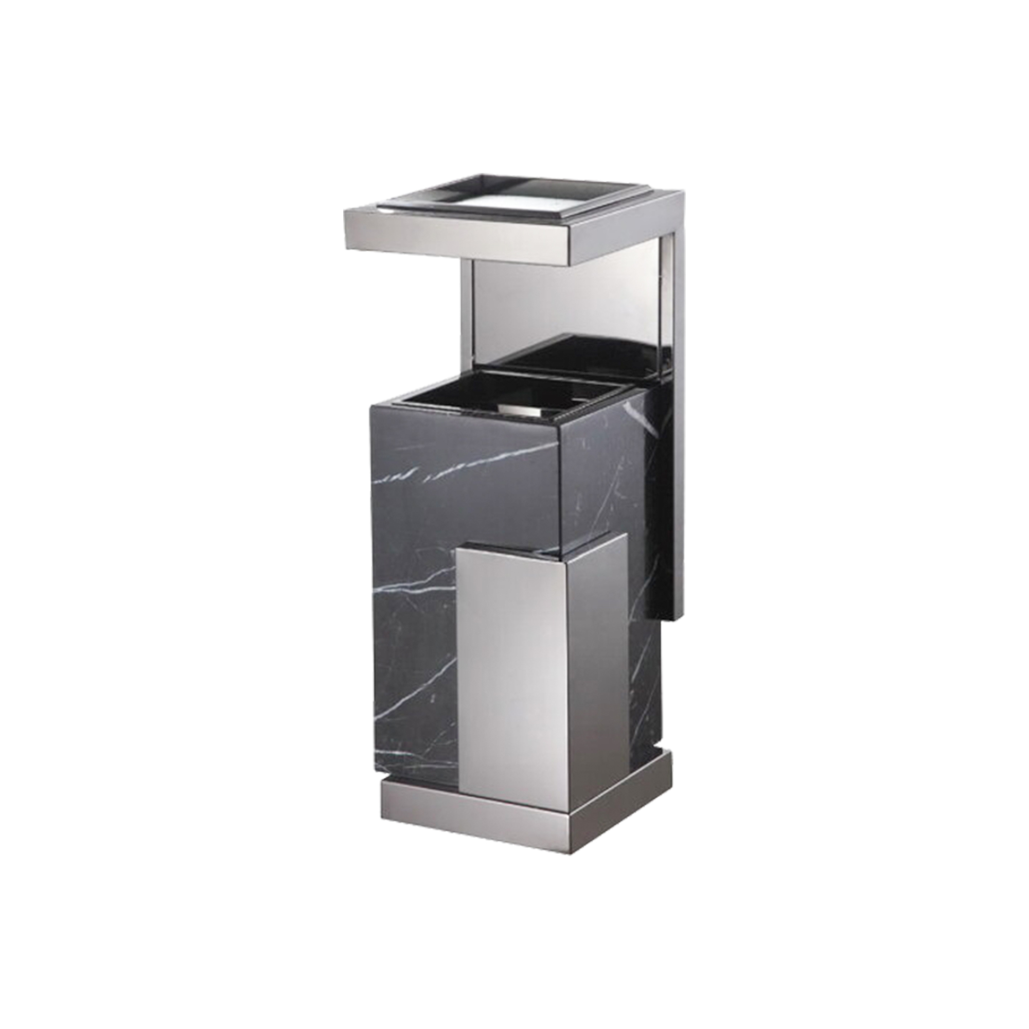 Stainless-Steel Trash Can with Ashtray