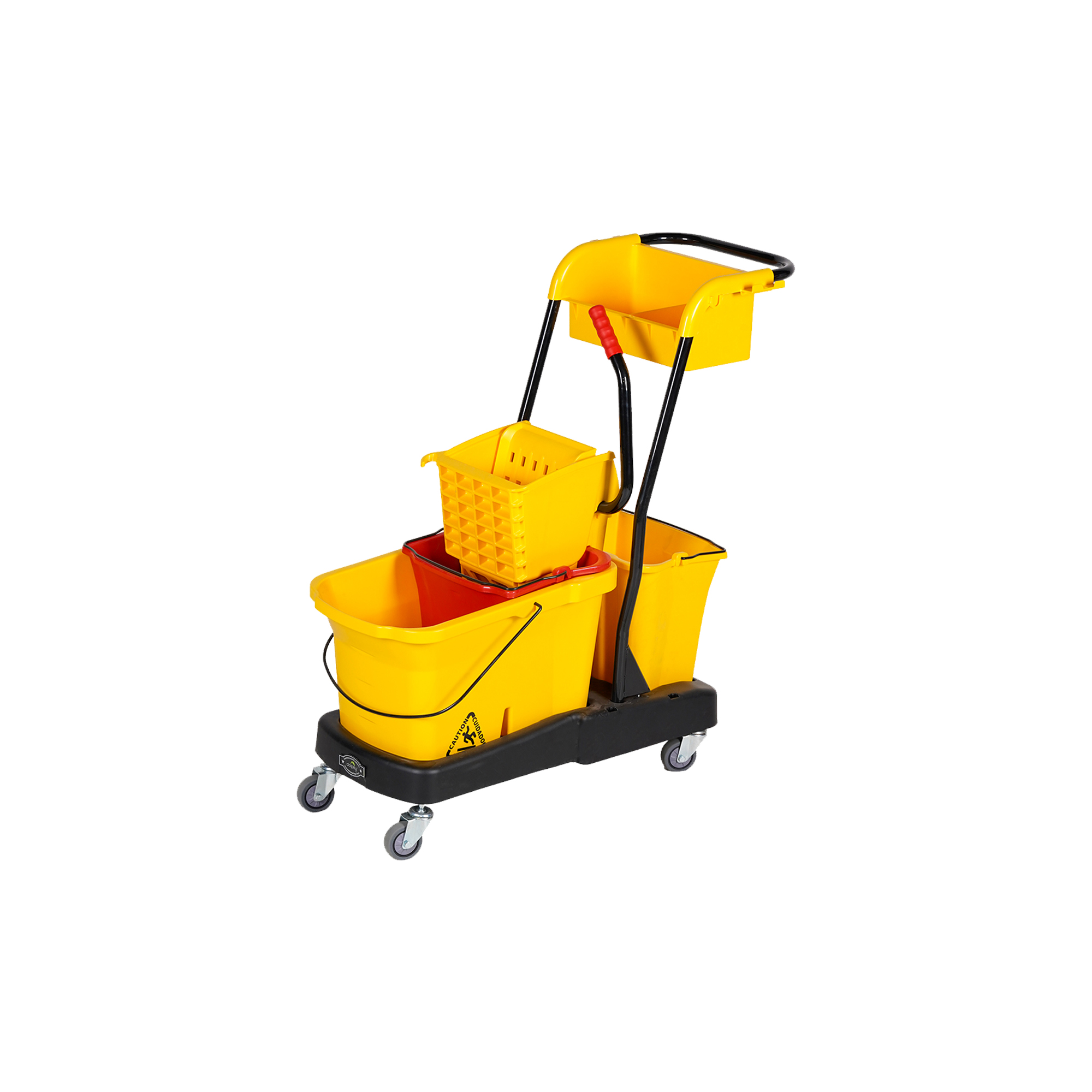 Heavy-Duty Plastic Mop Bucket with Wringer / Floor-Cleaning Trolley on Wheels