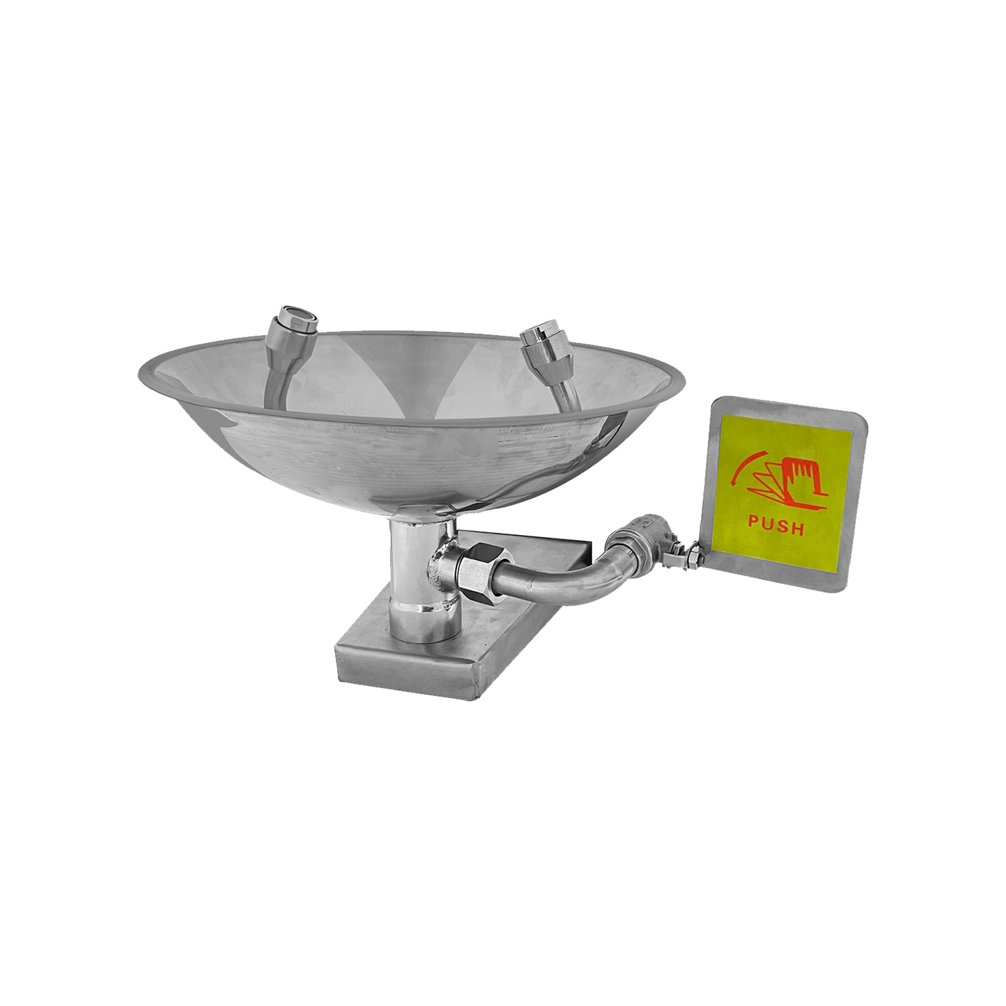 Silver Wall-Mounted Eyewash Station with Head Bowl