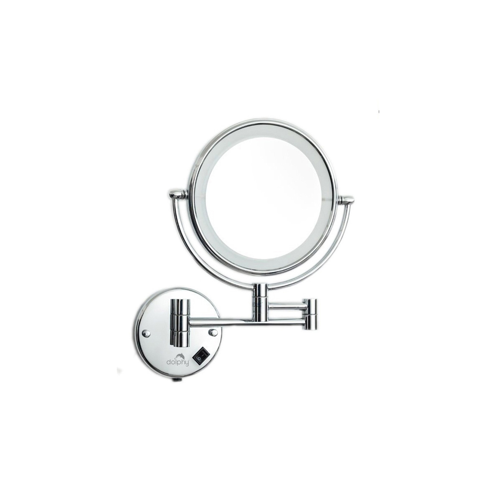 Wall-Mounted Brass Magnifying Mirror with LED Light