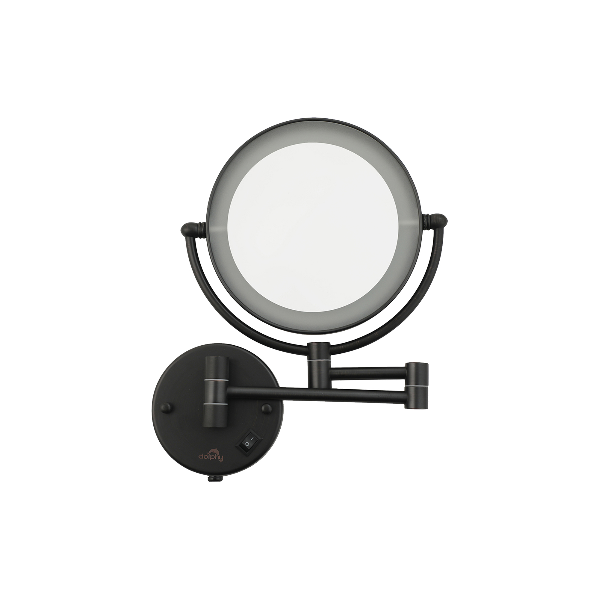 Matt-Black Magnifying Mirror with White LED