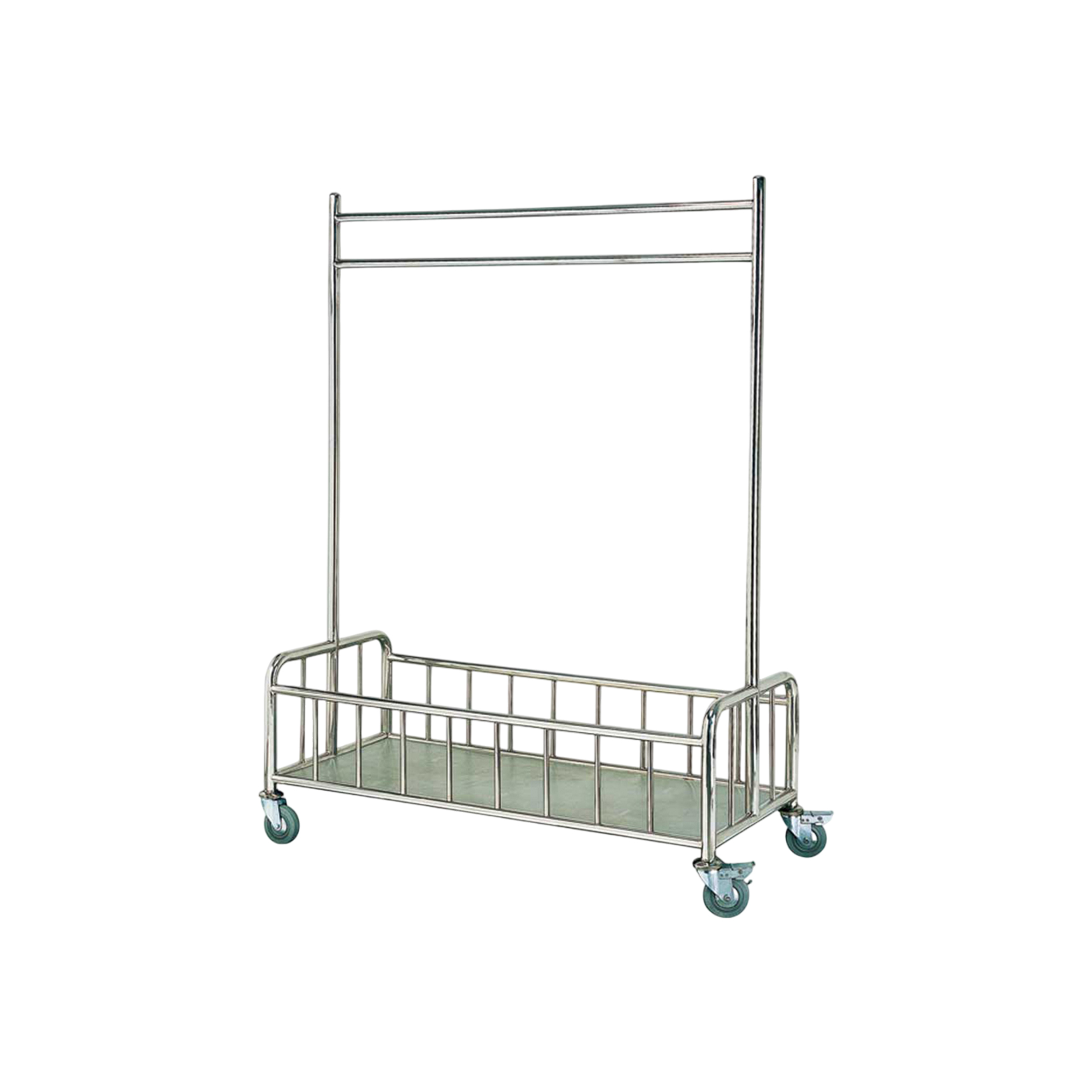 Stainless-Steel Rolling Laundry Cart with Hanging Bar