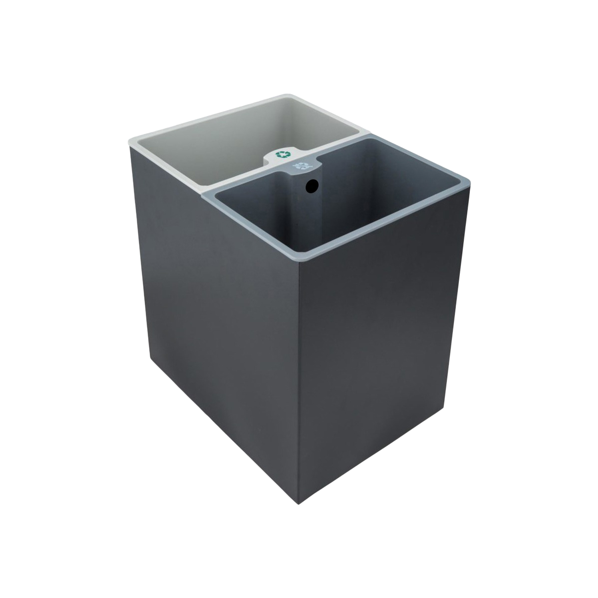14L Black Rectangular Room Dustbin with Two Containers