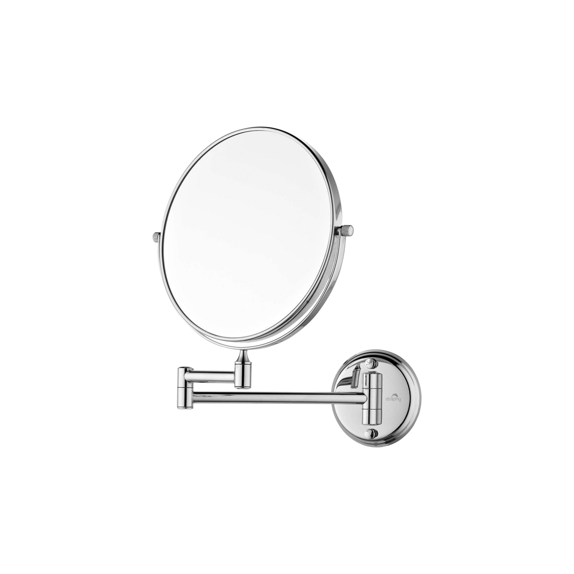 Silver-Brass Magnifying Mirror, Wall-Mounted