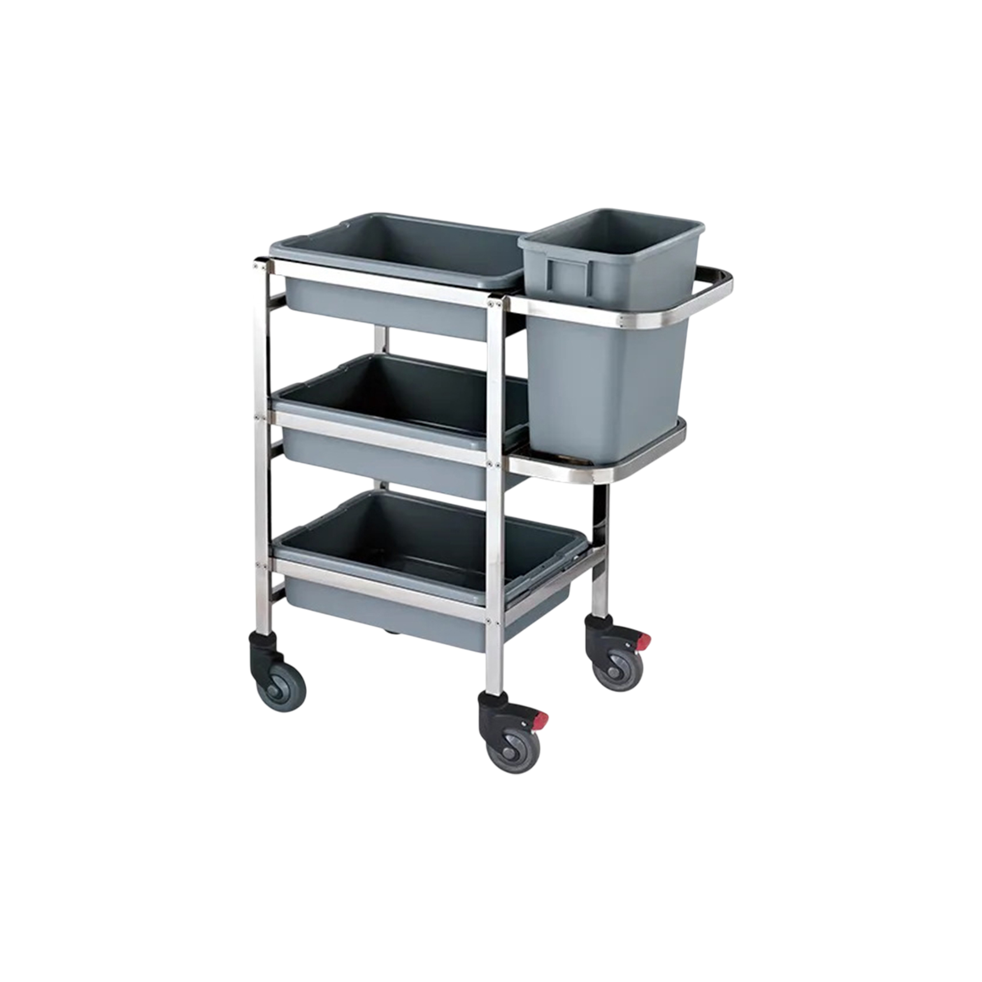 3-Tier Knock-Down Plate-Collection Trolley with Plastic Basin