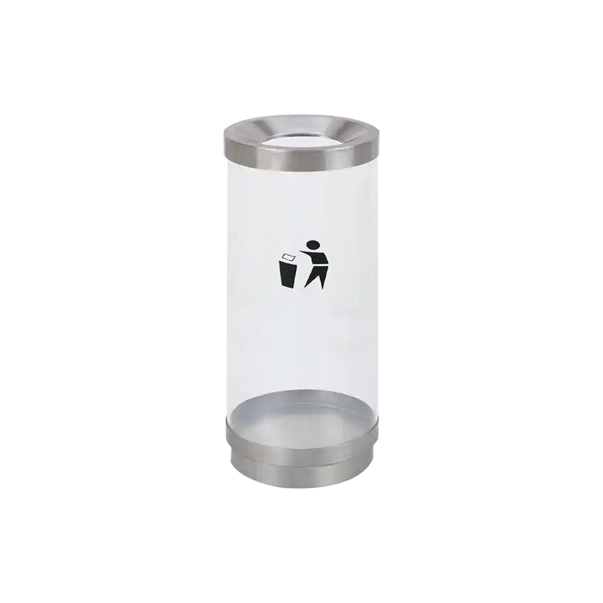 Transparent Round Trash Waste Bin Stainless Steel