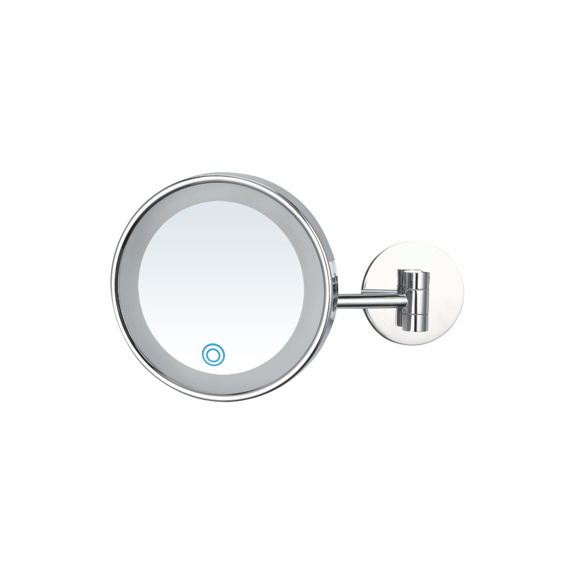Single-Arm White LED 3X Round Wall-Mounted Mirror