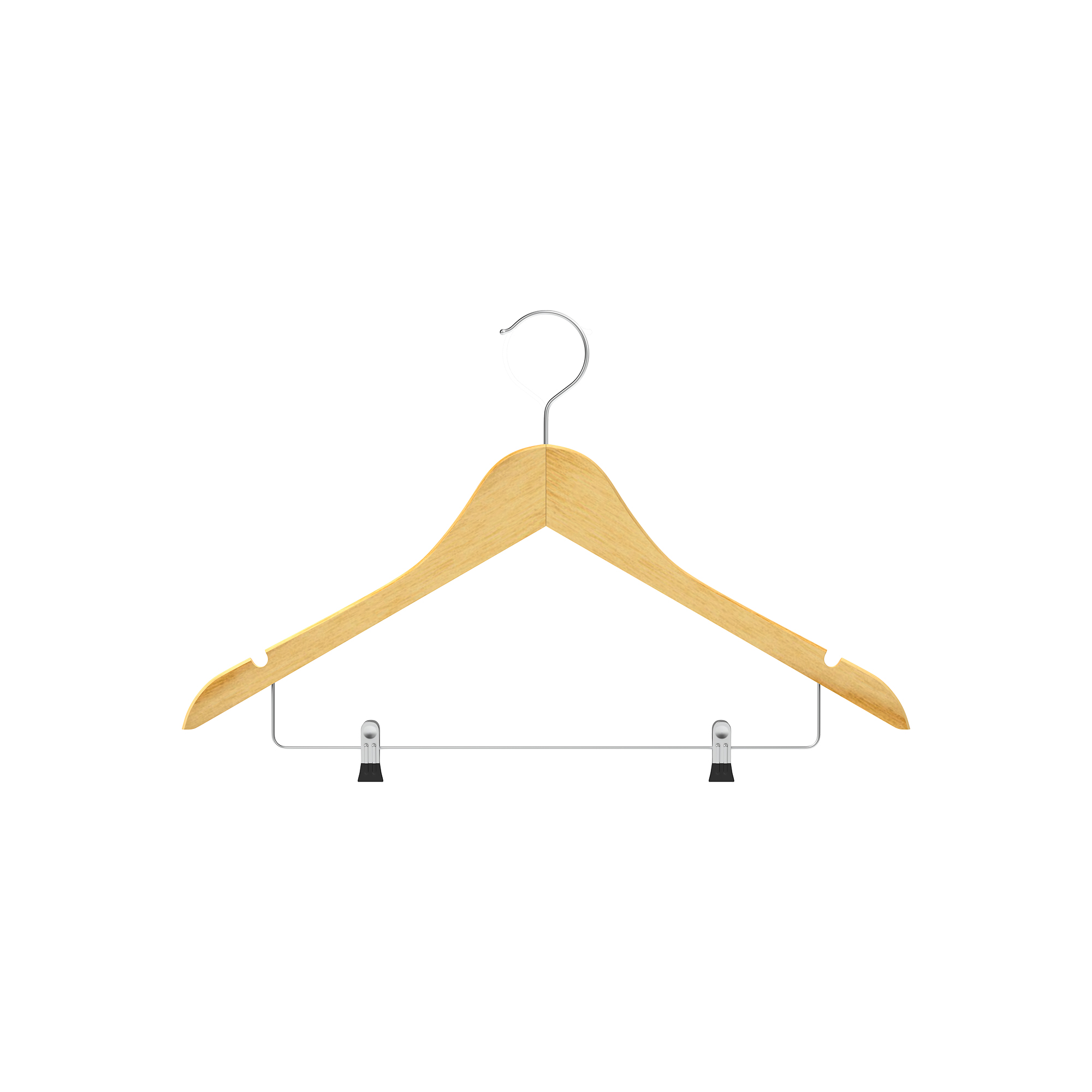 Cherry-Wood Normal Cloth Hanger with 2 Clips