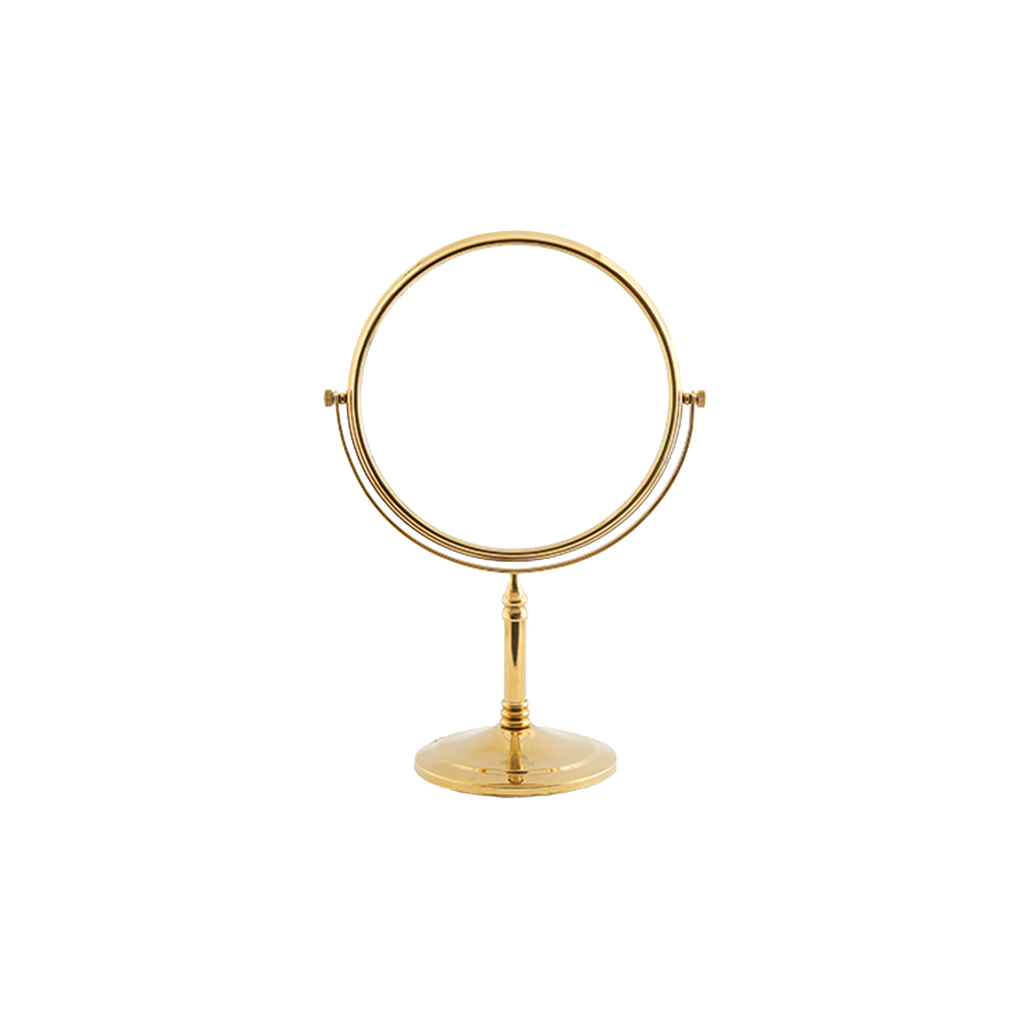 Gold Round Magnifying Mirror, Table-Mounted