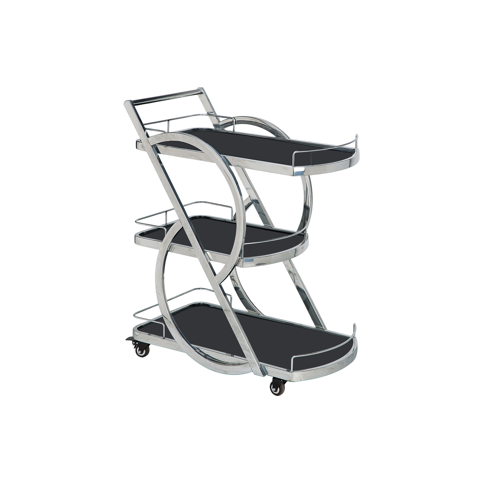 3-Tier Food-and-Beverage Serving Trolley, Silver