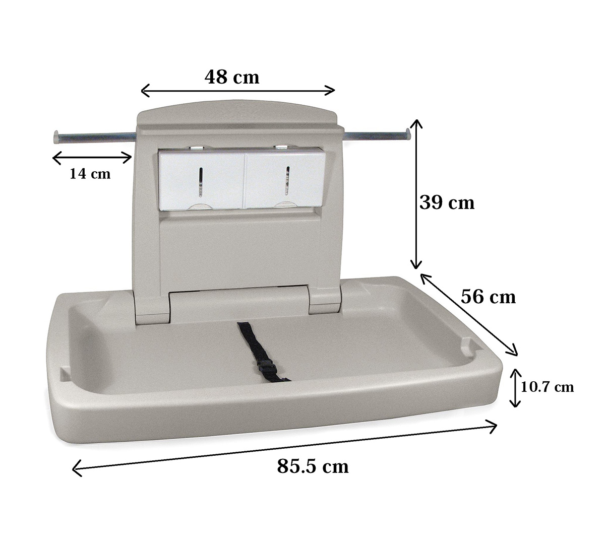 White HDPE baby changing station 25kg