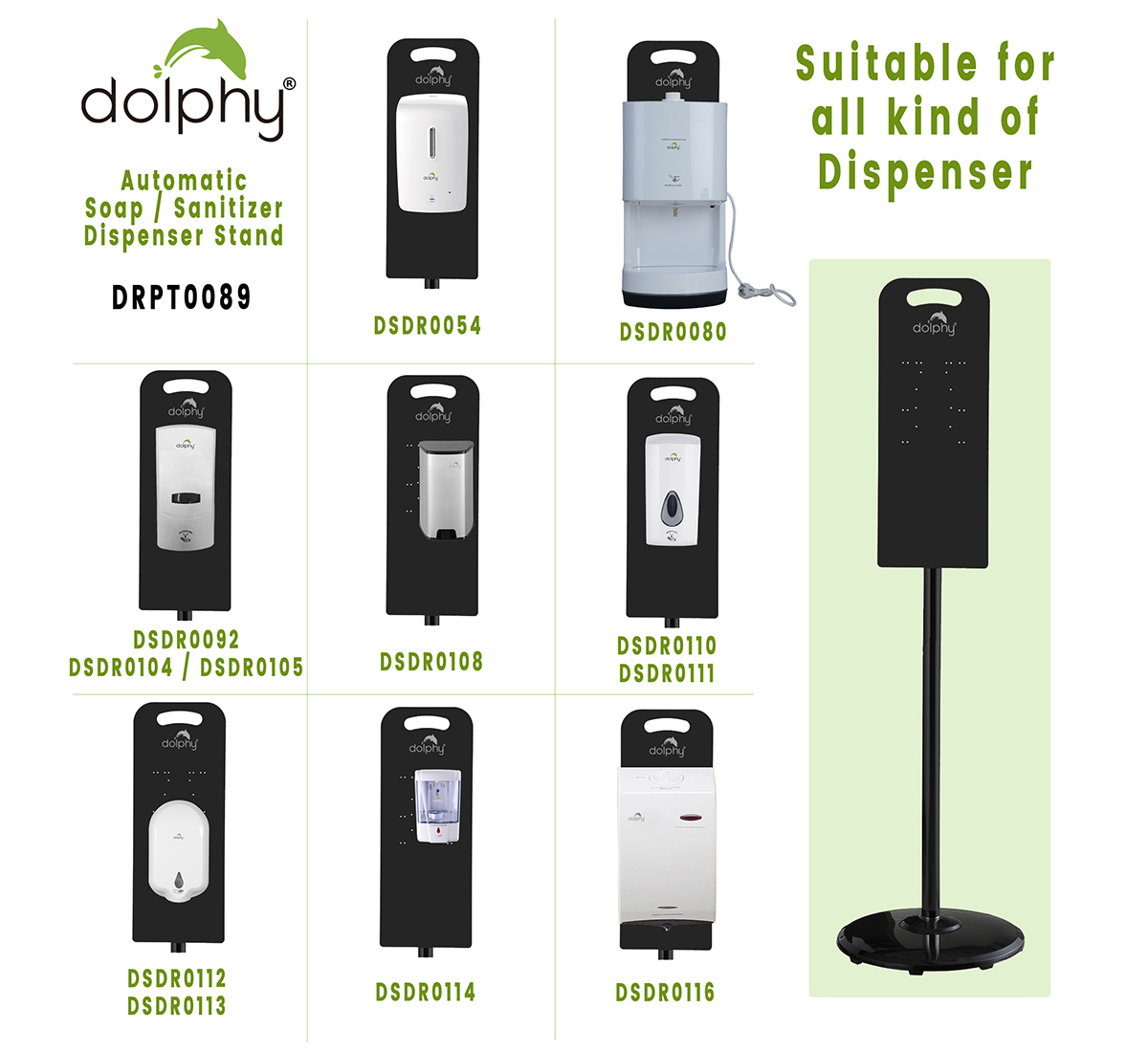 Black free standing automatic soap dispenser stand