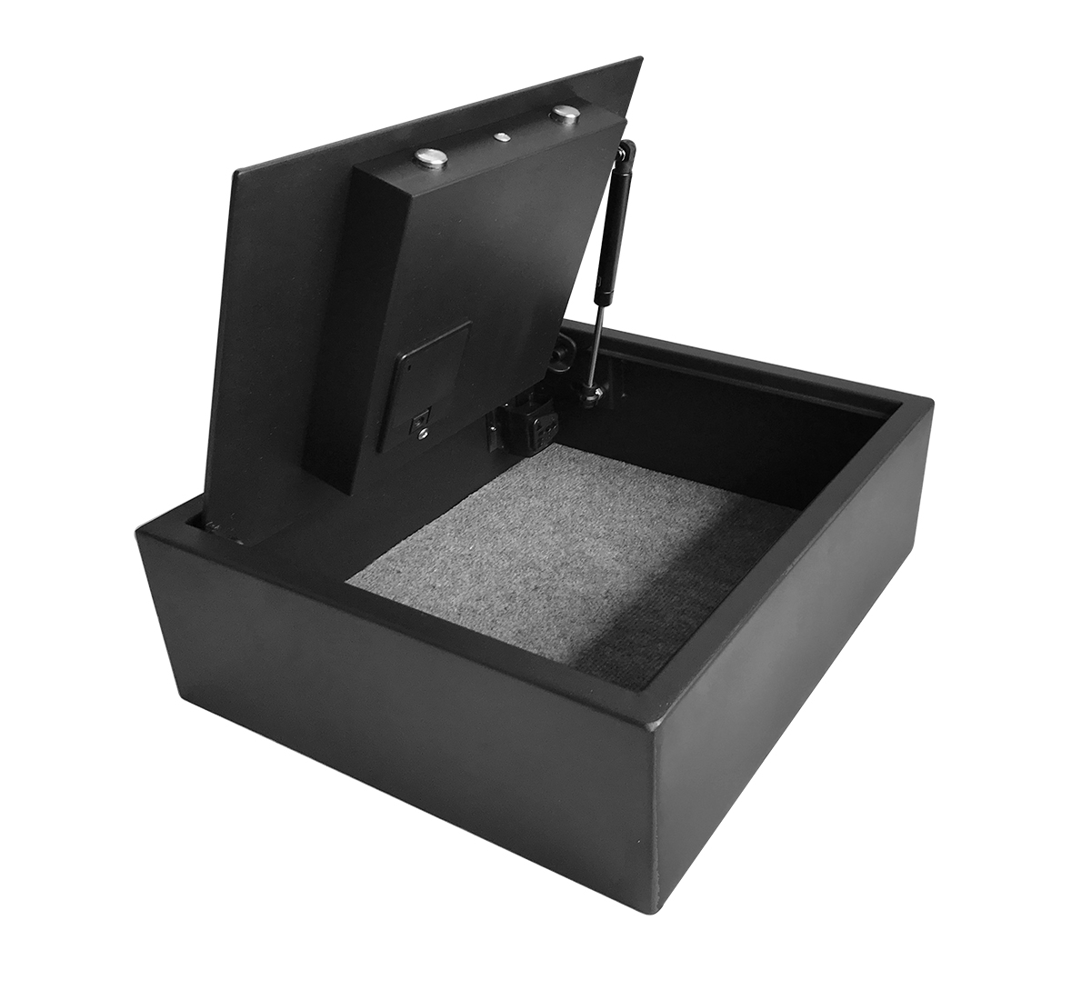 Black electric safe with top open 