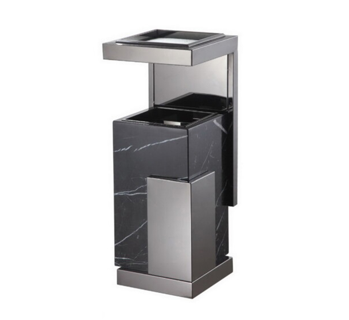 Stainless Steel Trash Can With Ashtray