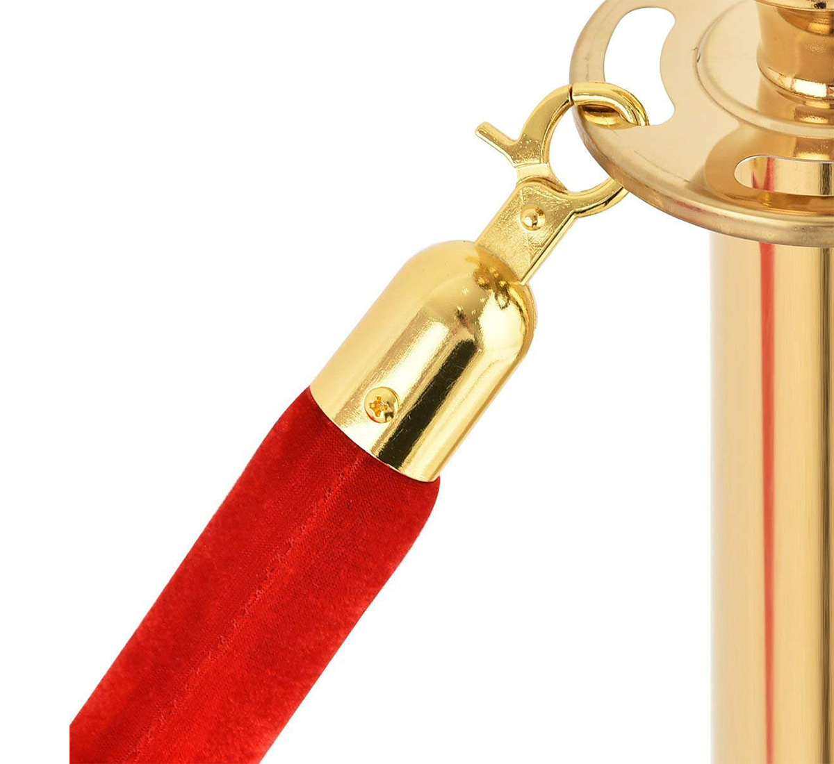Red velvet queue manager rope with golden hooks