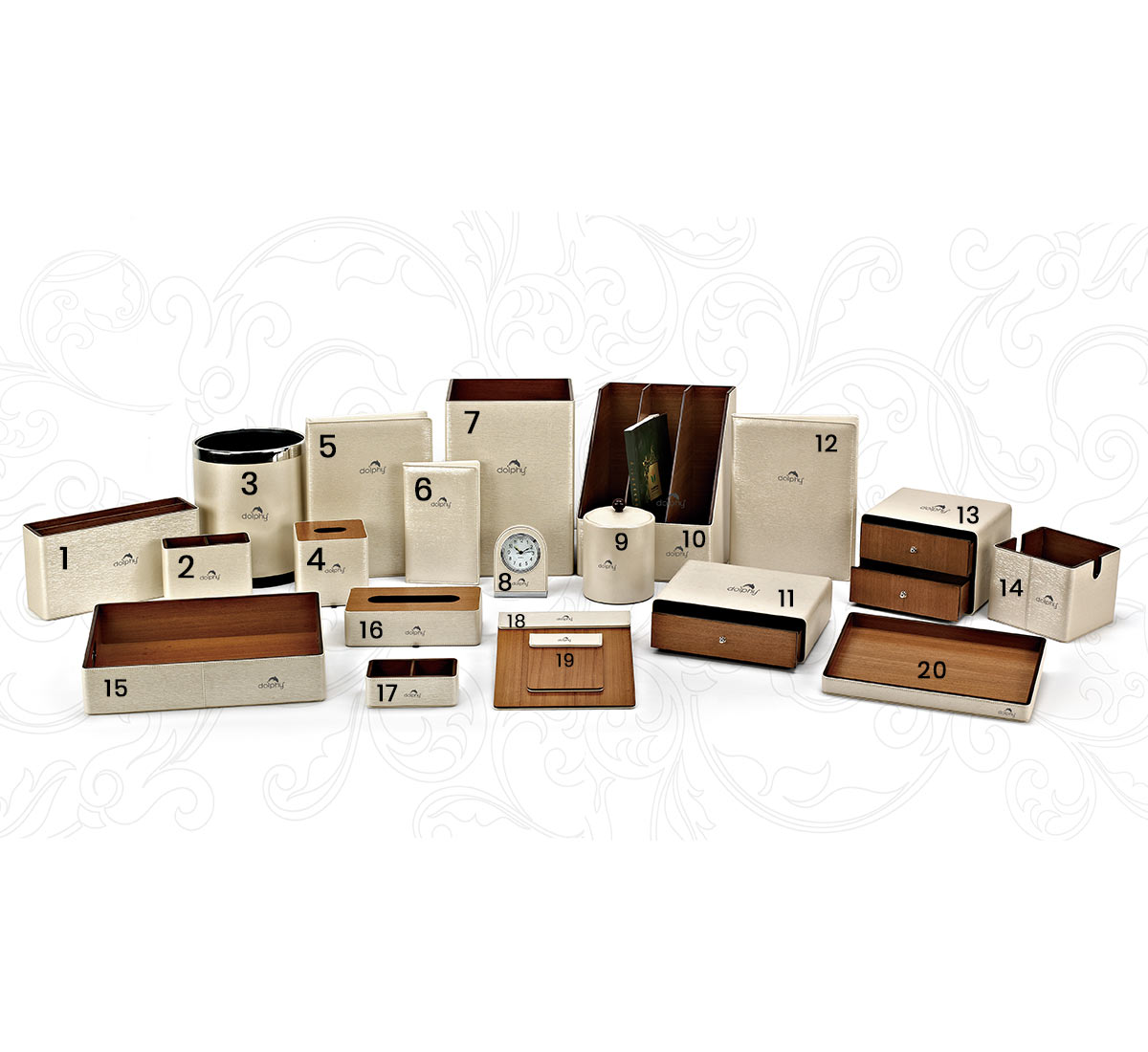 Set of 20 Leather Accessories White