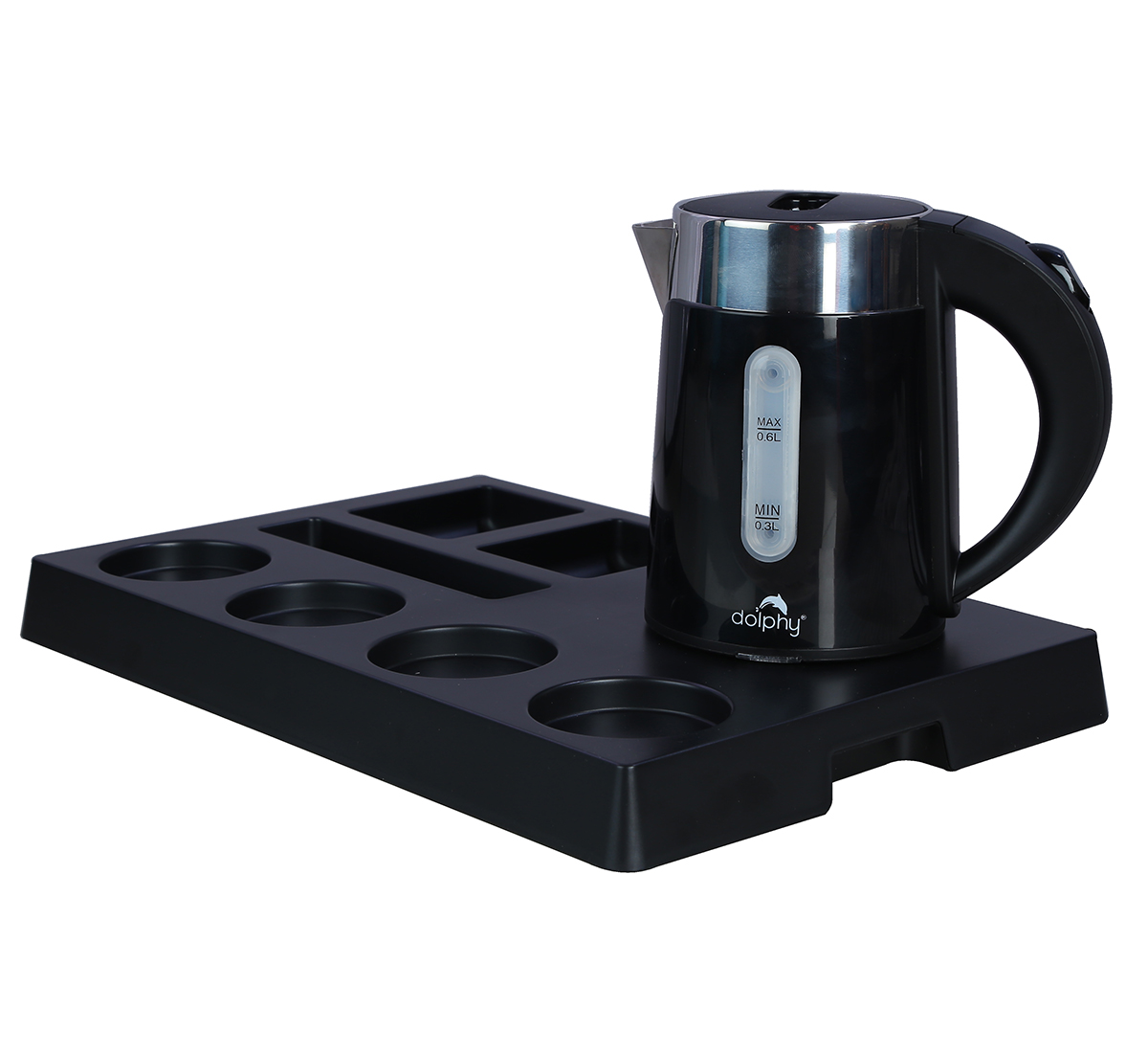 Black ABS electric kettle with black tray