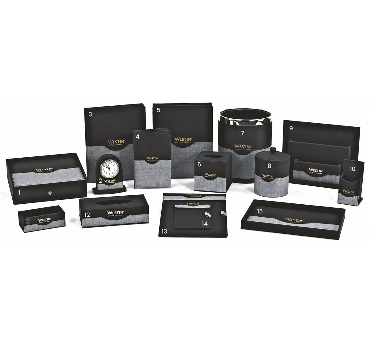 Black Set of 15 Leather Accessories 