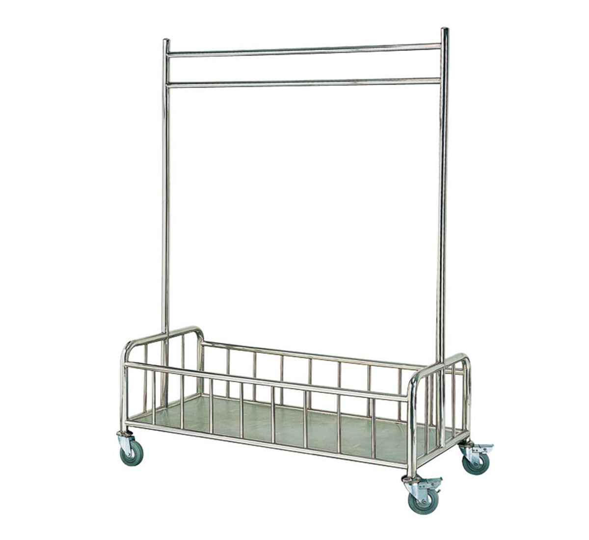 Stainless Steel Rolling Laundry Cart With Hanging Bar