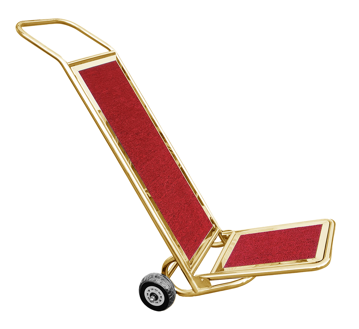 Gold plywood luggage cart with 2 wheels