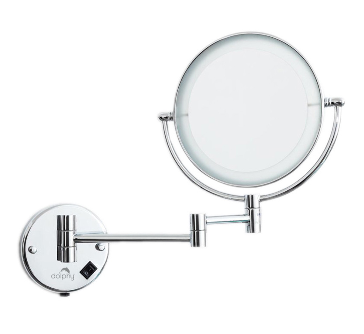 Wall Mounted Brass Magnifying Mirror With LED Light