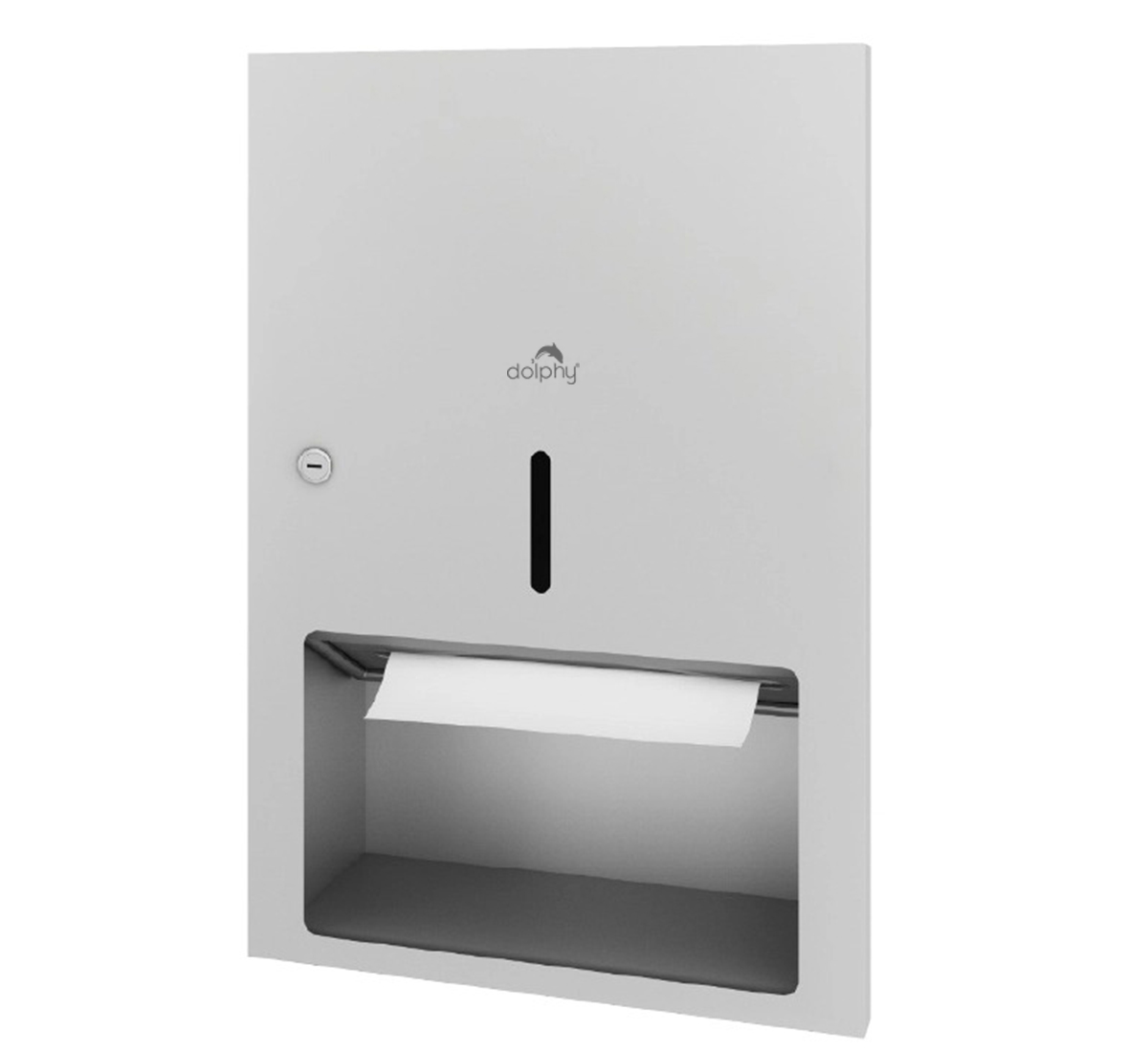 Silver Stainless Steel Recessed Panel With Paper Dispenser 
