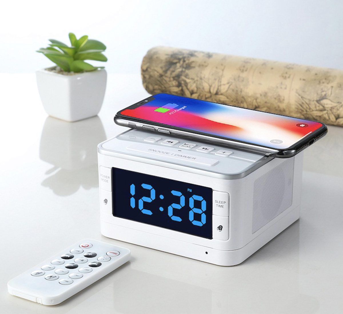 White ABS dock station with LED display