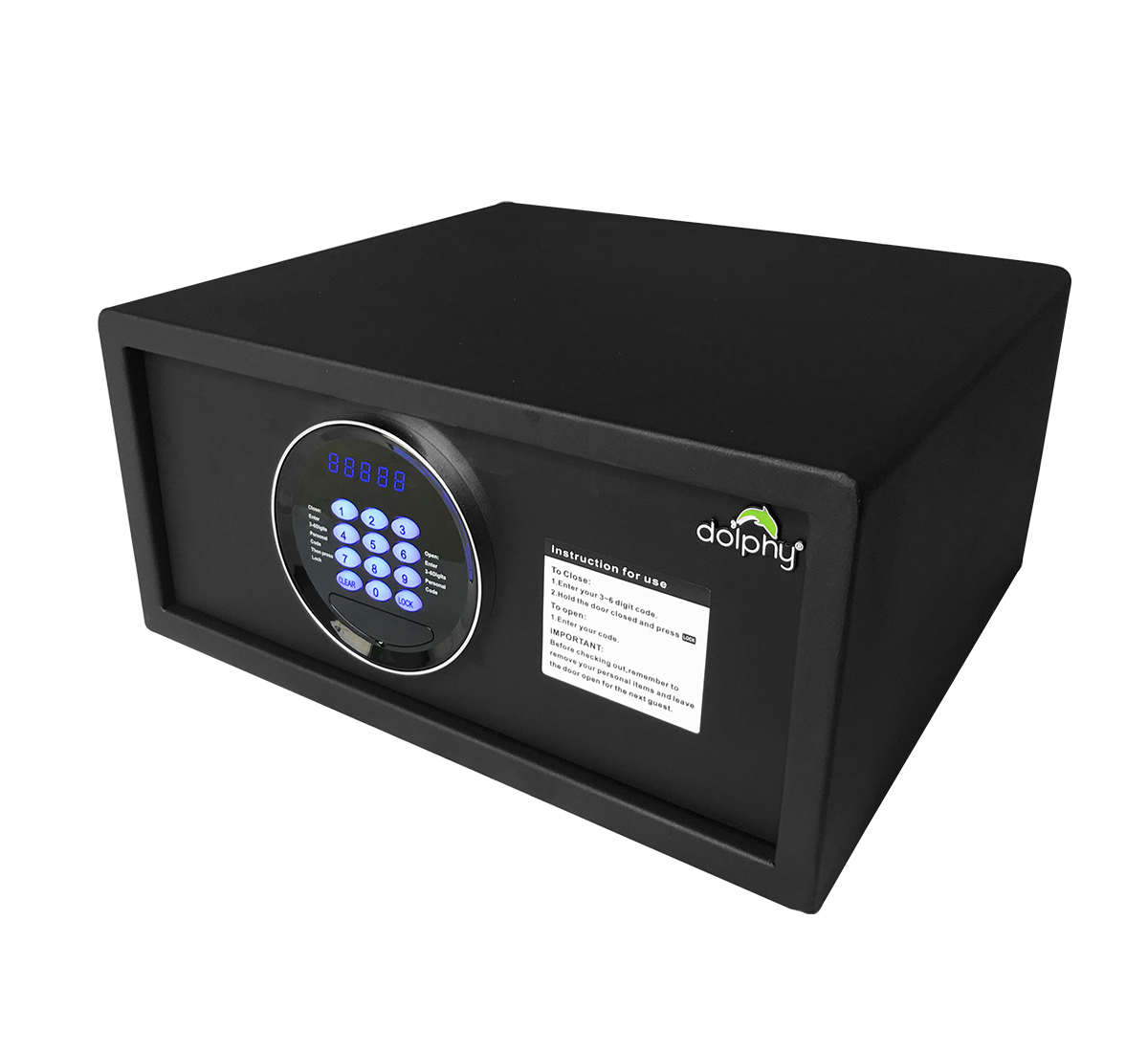 Black door opening electric safe with LED lights 