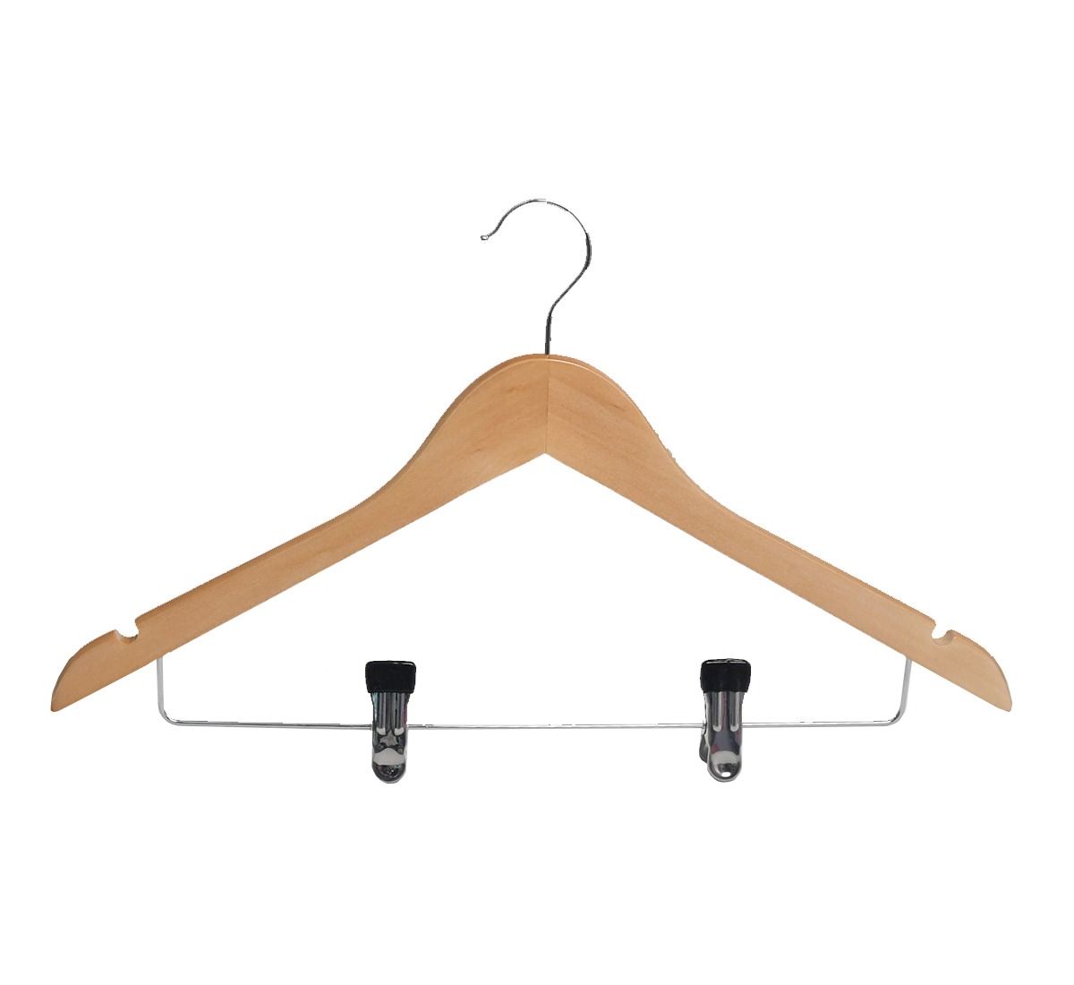 Cherry Wood Normal cloth hanger with 2 clips
