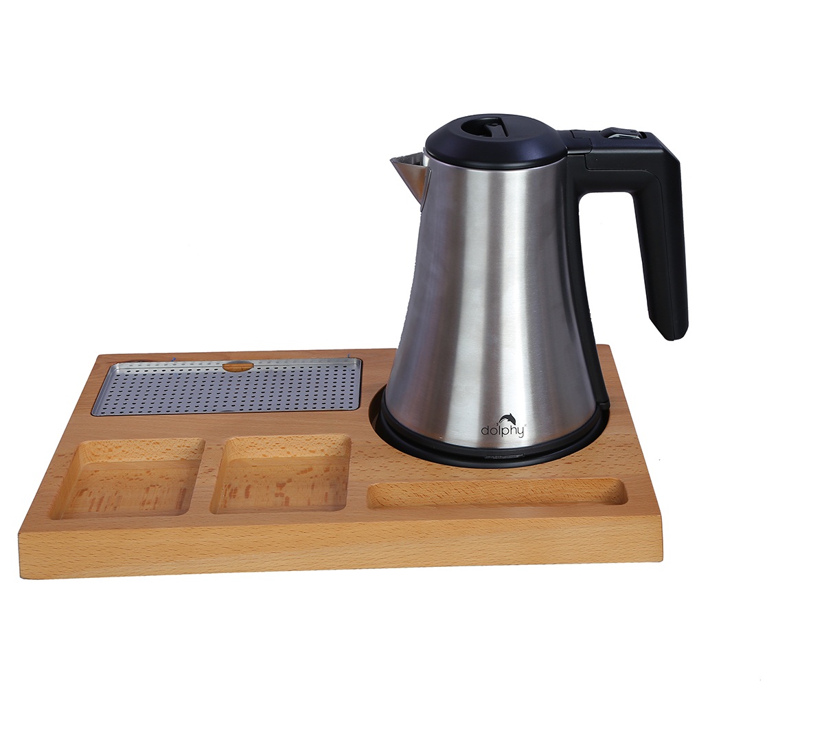 1000W Stainless Steel Electric Kettle With Wooden Tray 
 