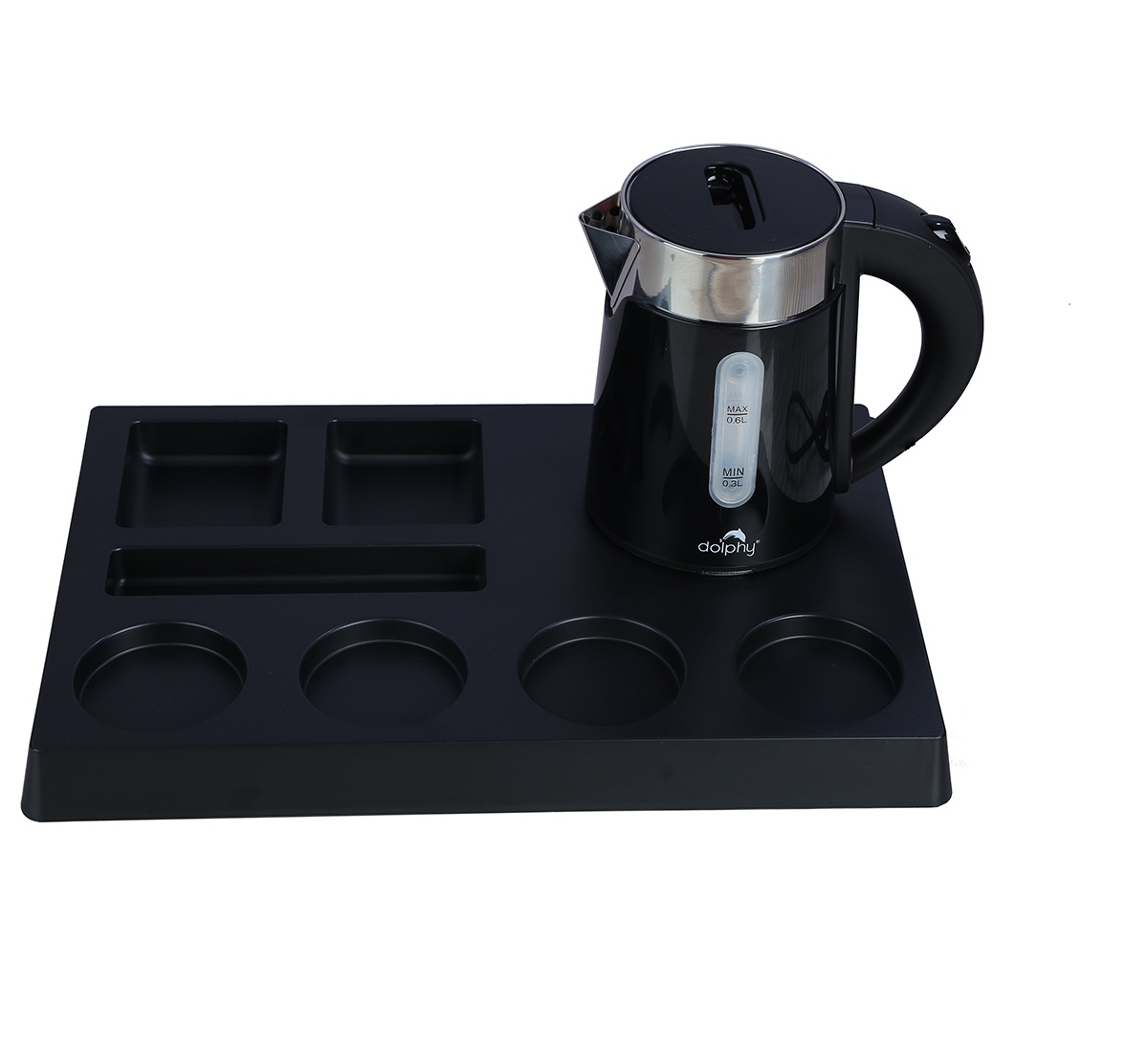 Black ABS electric kettle with black tray