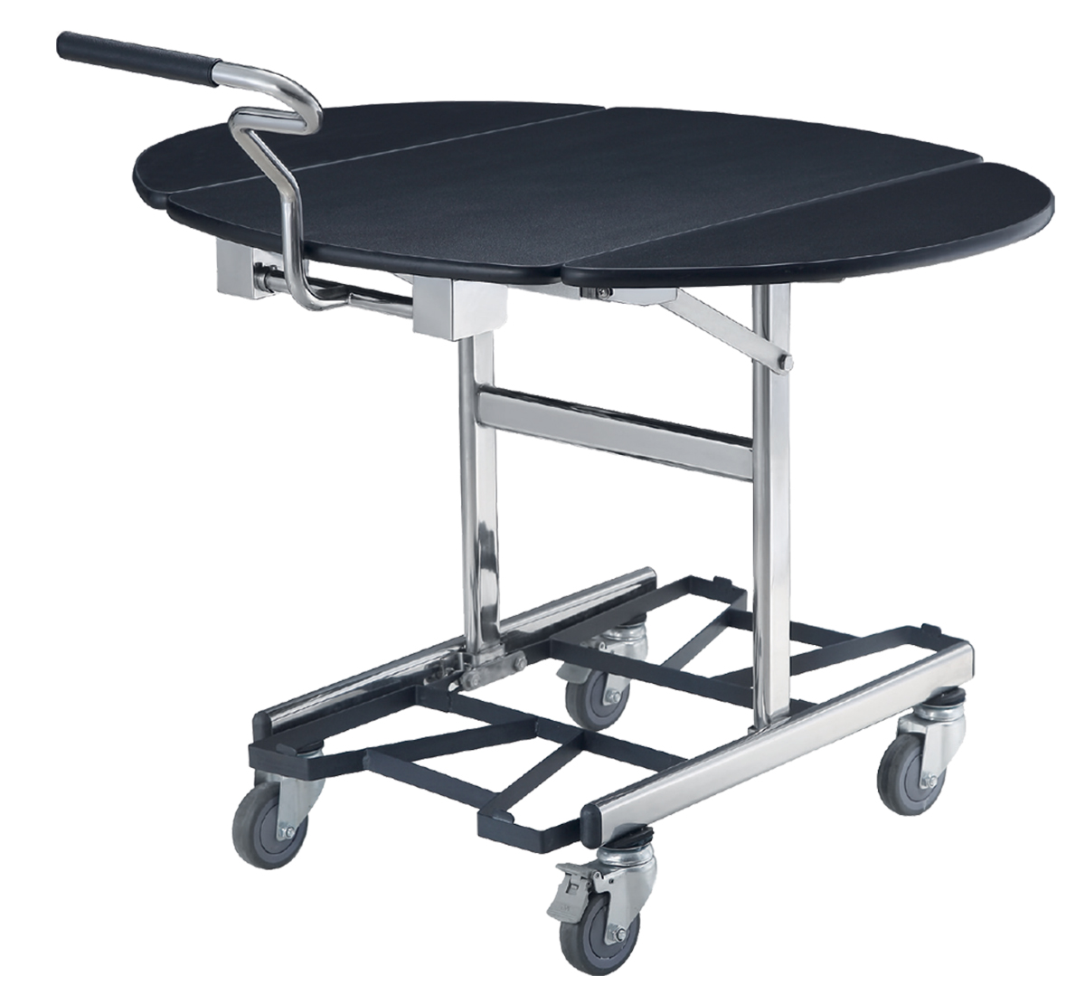 Black Foldable Meal Delivery Cart