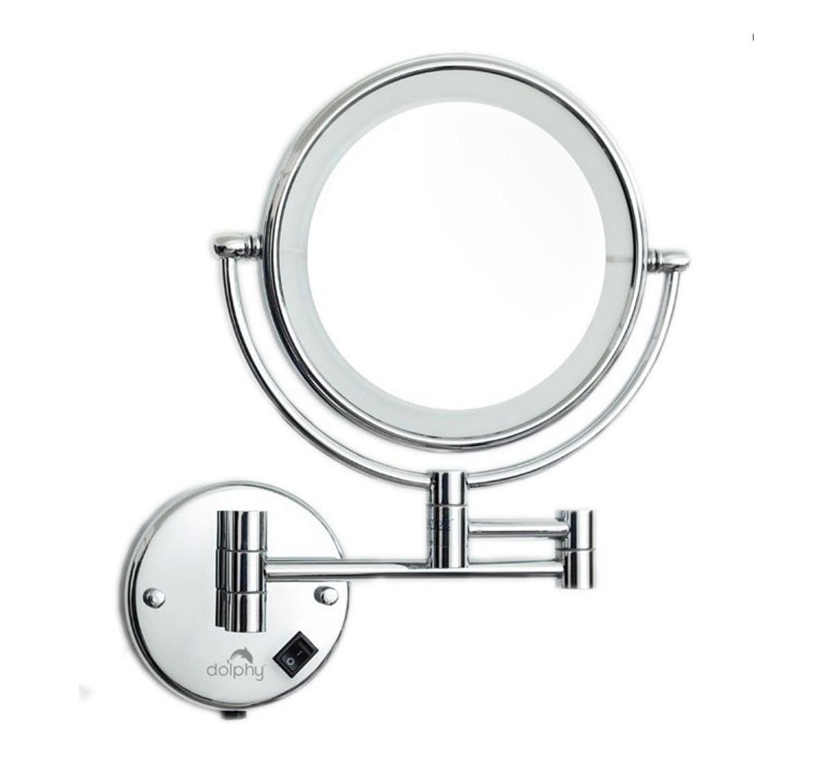 Wall Mounted Brass Magnifying Mirror With LED Light