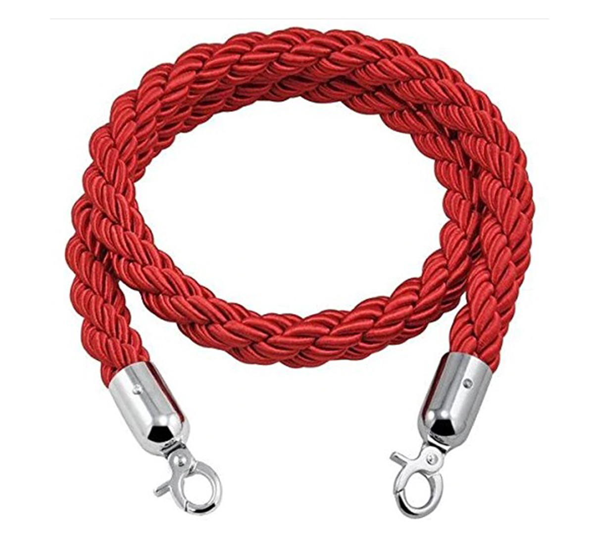 Red twisted queue manager rope with silver hook