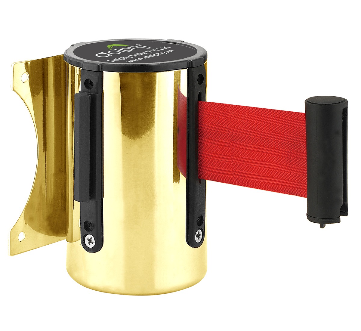 Gold Wall Mounted Retractable Queue Manager
