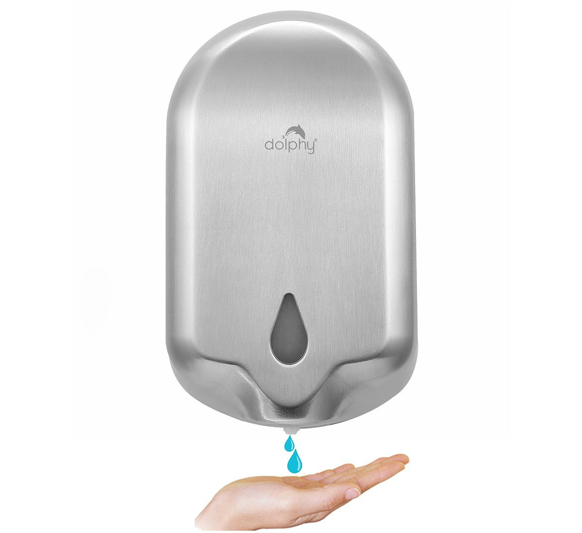 Silver automatic soap dispenser with matte finish