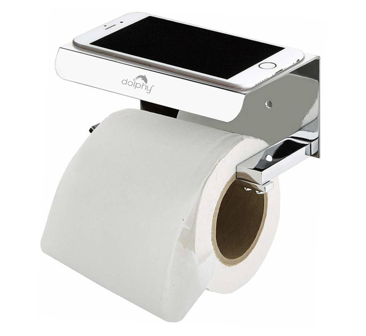 Silver toilet paper dispenser holder with mobile stand